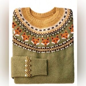 Cozy Vintage Fox Pattern Sweater NWOT